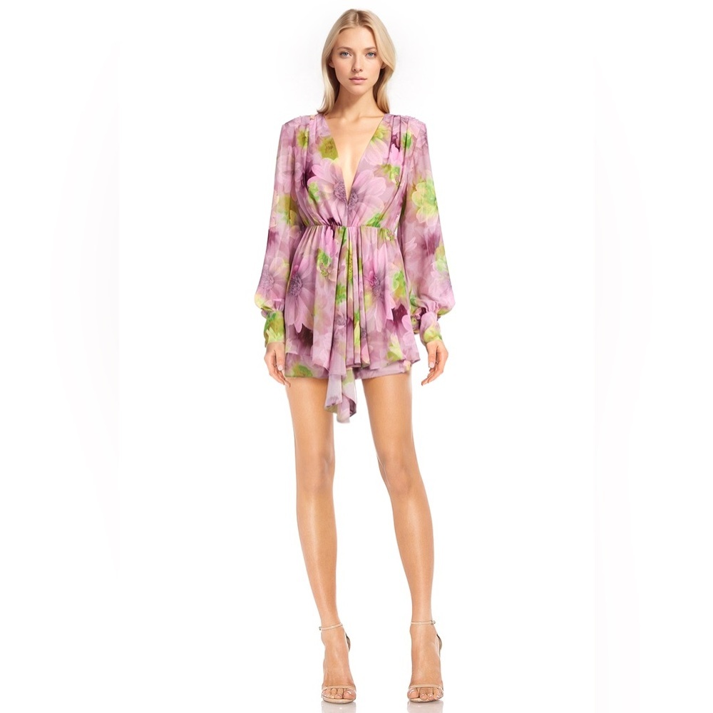 NWT Jewel‎ Badgley Mischka Floral Georgette Mini Dress 10 Garden Party Wedding